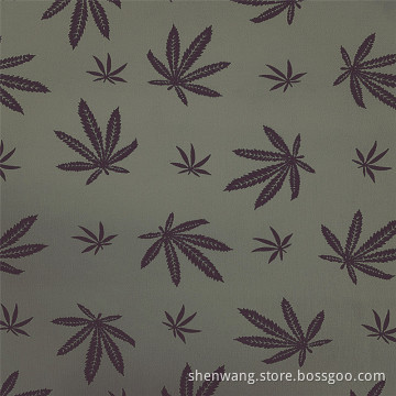 Tecido de rayon com estampa bengalina em folha de bordo cinza elegante